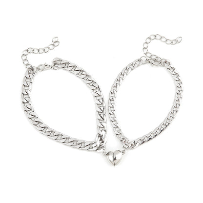 Fashion Solid Color Stainless Steel Bracelets Heart Stainless Steel Bracelets 2 Pieces