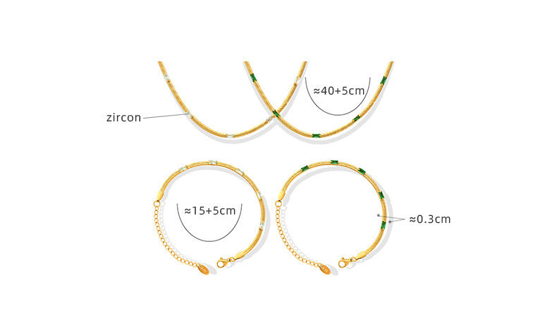 Wholesale Ins Style Round Titanium Steel Plating Inlay Zircon Bracelets Necklace