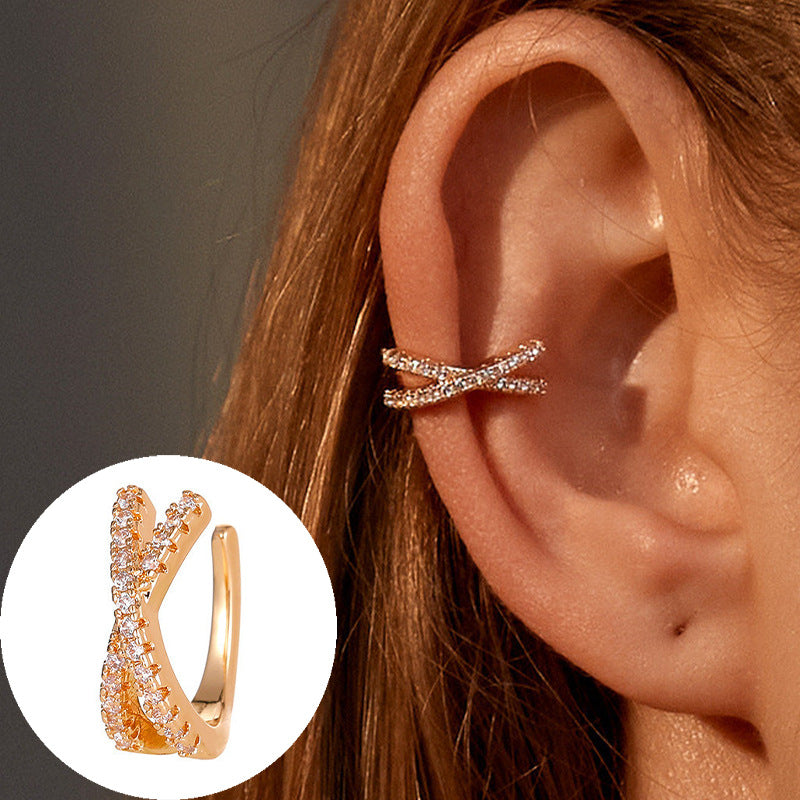 1 Piece Simple Style Geometric Metal Inlay Zircon Women's Ear Clips