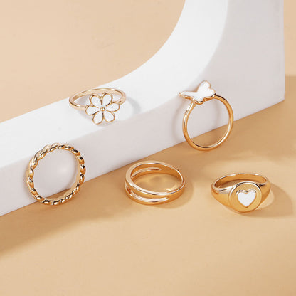 1 Set Fashion Geometric Alloy Plating Artificial Pearls Rhinestones Women's Rings
