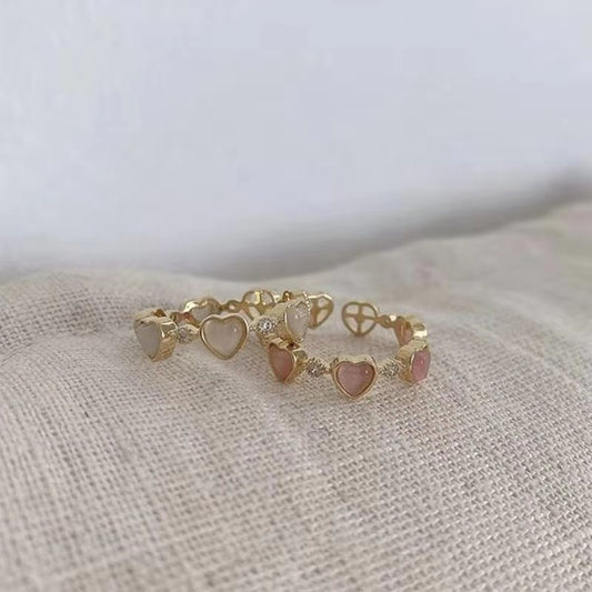 Fashion Heart Shape Copper Plating Opal Rings 1 Piece