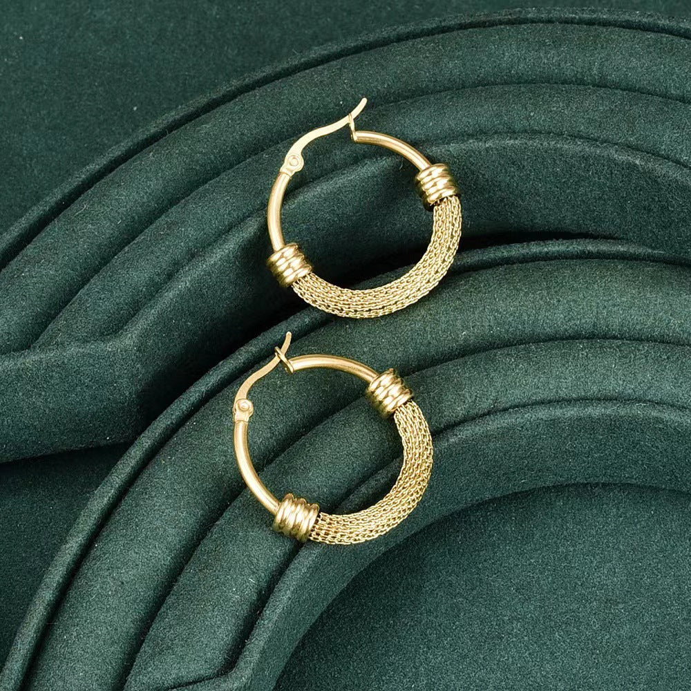 Fashion Round Stainless Steel Plating Hoop Earrings 1 Pair