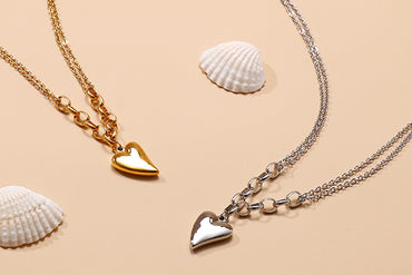 Europe And America Heart Necklace Bracelet Titanium Steel Chain Splicing Heart-shaped Set