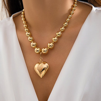 Glam Exaggerated Geometric Ccb Artificial Pearl Beaded Plating Valentine's Day Women's Necklace