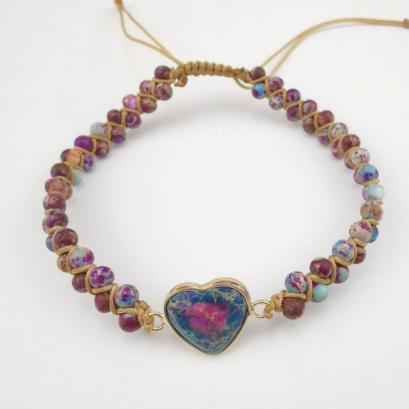 Vintage Style Colorful Heart Shape Emperor Stone Bracelets In Bulk