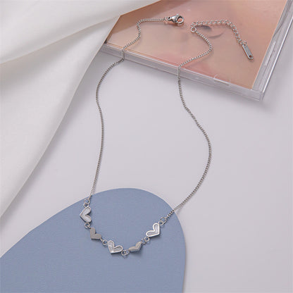 Sweet Heart Shape Titanium Steel Inlaid Shell Necklace