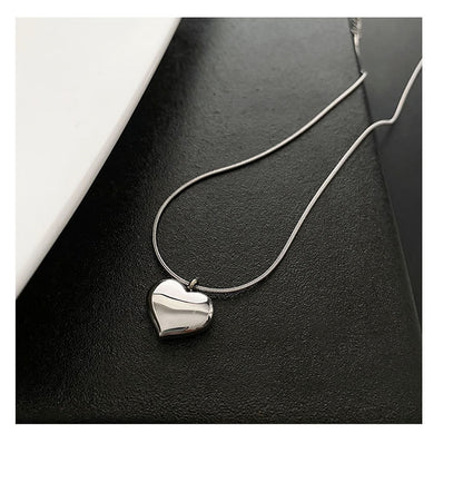 Simple Style Heart Shape Titanium Steel Necklace