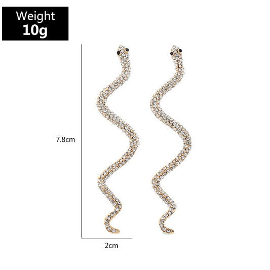 Fashion Micro-inlaid Curved Snake-shaped Earrings Wholesale