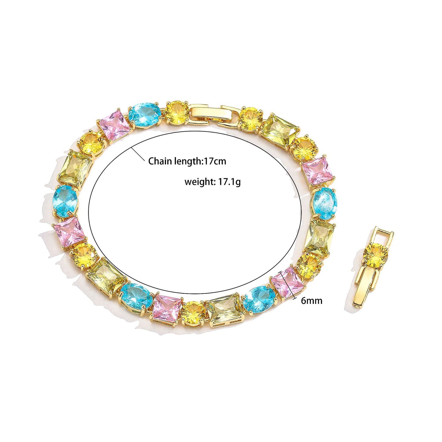 Cute Geometric Copper Inlay Zircon Women's Bracelets Necklace