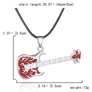 Casual Streetwear Guitar Stainless Steel Plating Pendant Necklace