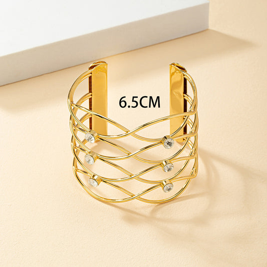 Commute Solid Color Zircon Metal Wholesale Bangle