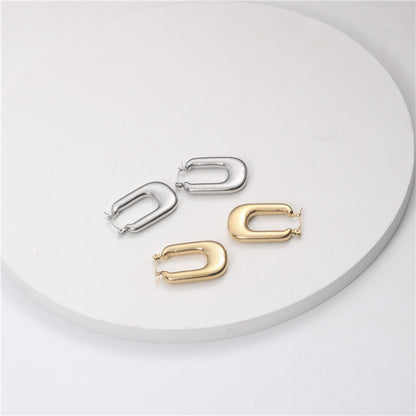 Fashion U Shape Titanium Steel Plating Earrings 1 Pair