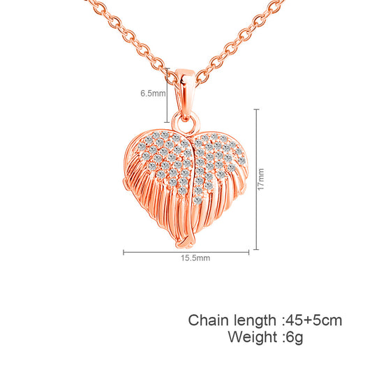 Fashion Heart Shape Copper Pendant Necklace Plating Inlay Artificial Diamond Copper Necklaces