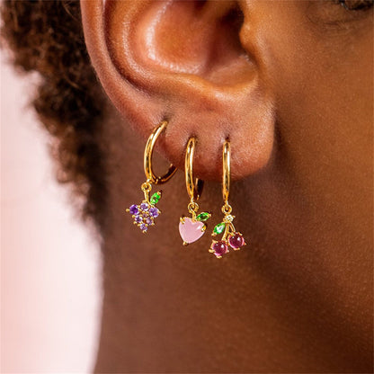 Fashion Fruit Brass Earrings Fruit Gem Copper Earrings