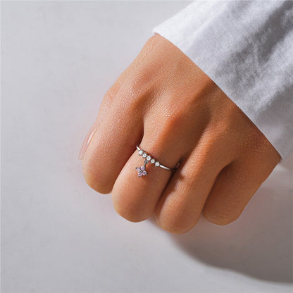 Sterling Silver Simple Style Geometric Plating Inlay Zircon Open Rings