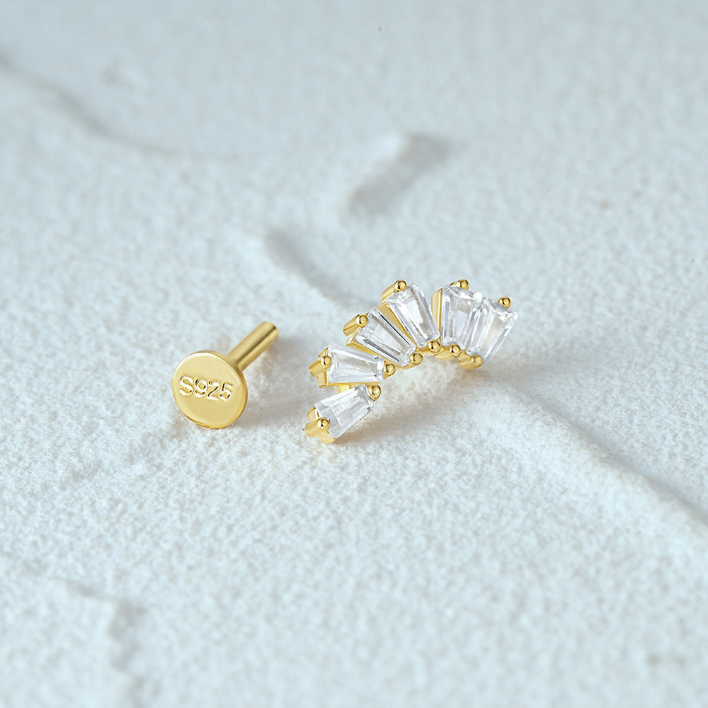 1 Piece Simple Style Flower Plating Sterling Silver Zircon Ear Studs