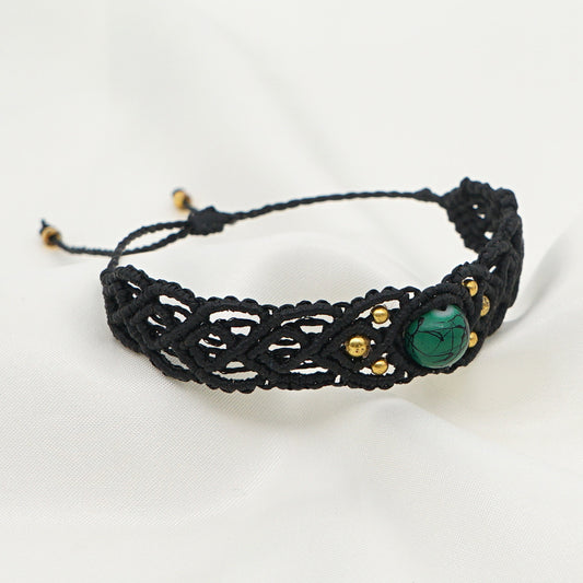 Ethnic Style Handmade Stone Beaded Macrame Bracelet