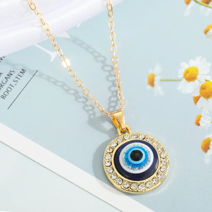 Turkey Blue Eye Pendant Alloy Diamond Necklace Wholesale Gooddiy