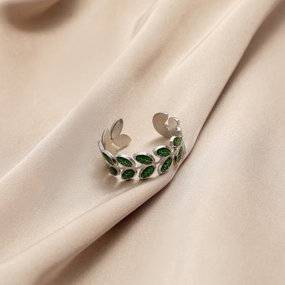 Fashion Leaf Stainless Steel Plating Open Ring 1 Piece