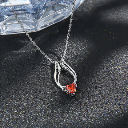 European And American Fashion Popular Heart Wing Inlaid Zircon Angel Wing Necklace