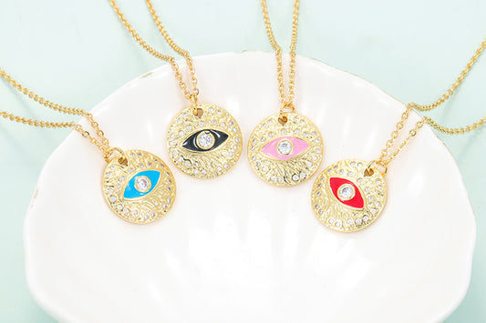 Fashion Devil's Eye Copper Pendant Necklace Enamel Copper Necklaces