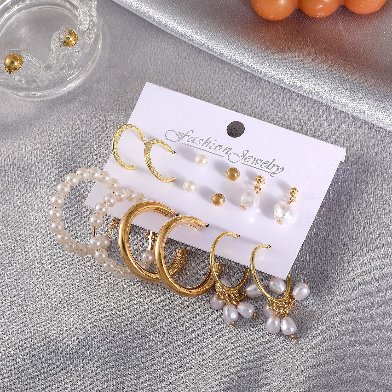 Retro Acrylic Geometric Pearl Alloy Earrings 6-piece Set Wholesale