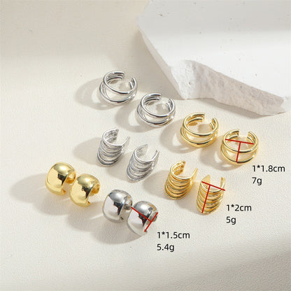 Cross-border popular small fresh multi-layer French retro personality high-end ear clips niche design sense ear bone clip jewelry