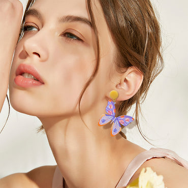 1 Pair Sweet Butterfly Arylic Epoxy Women's Drop Earrings