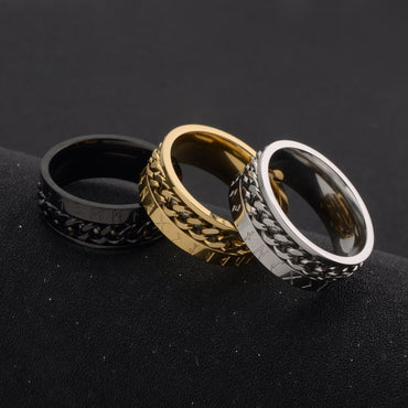 1 Piece Hip-hop Geometric Titanium Steel Plating Metal Rings