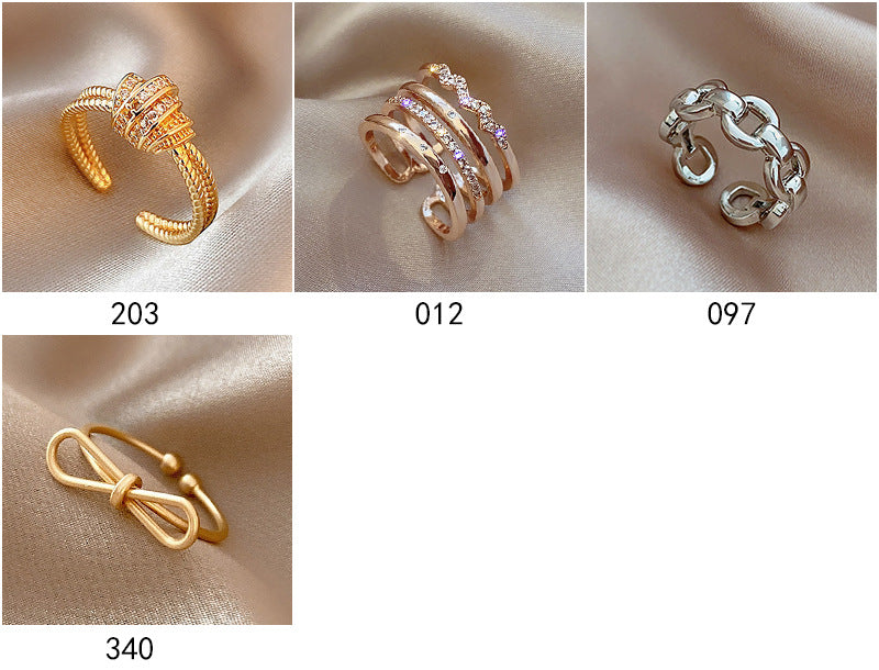 Fashion Geometric Copper Artificial Pearls Zircon Open Ring In Bulk