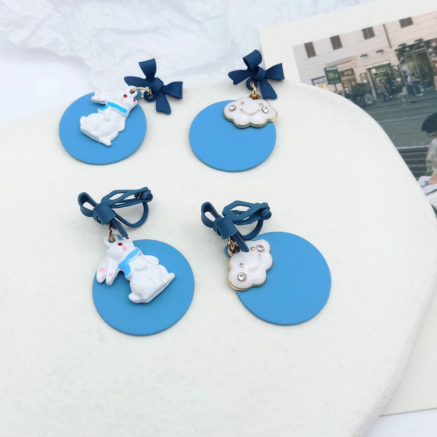 Cute Rabbit Alloy Bowknot Drop Earrings