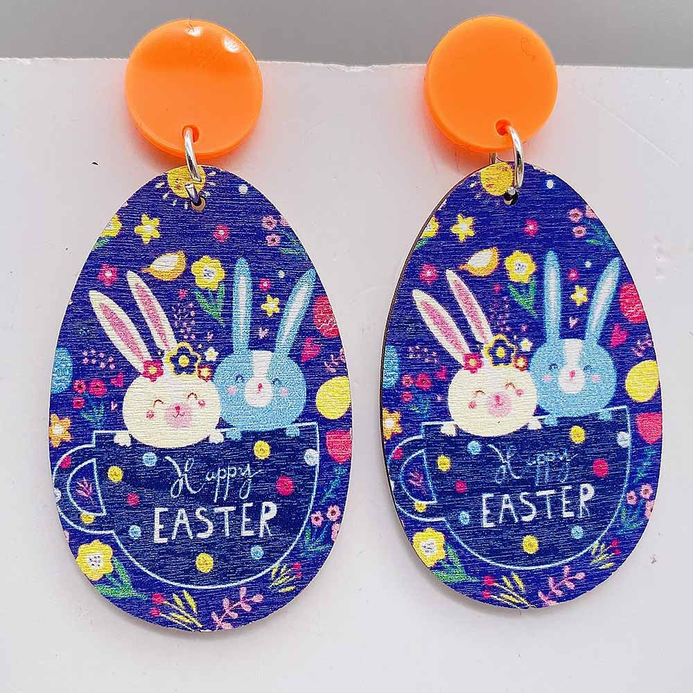 1 Pair Cute Rabbit Letter Wood Drop Earrings