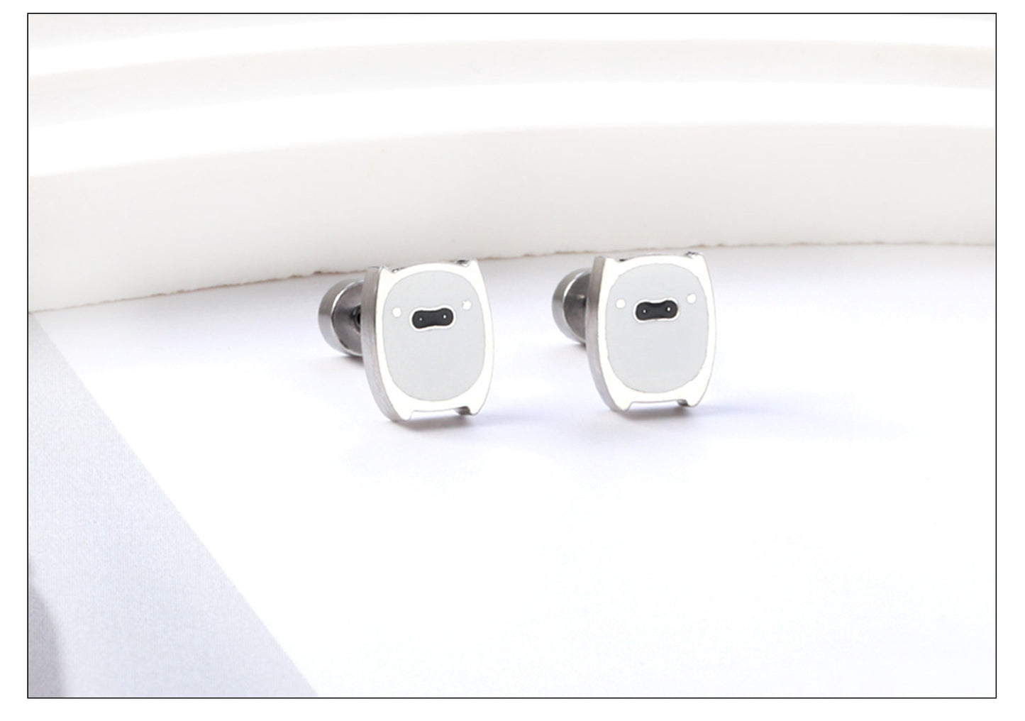 Fashion Airplane Duck Stainless Steel Plating Ear Studs 1 Pair