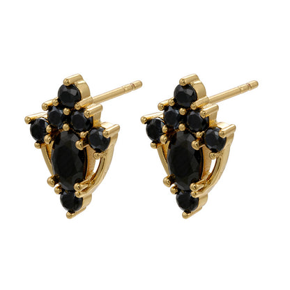 Micro Inlaid Zircon Colorful Crystals Stud Earrings Moon Flowers Pattern Stud Earrings