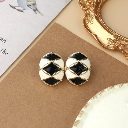 Palace Style Luxury Colored Enamel Glaze 925 Silver Stud Earrings Female Vintage Retro Hong Kong Style Middle Ancient Earrings Jewelry