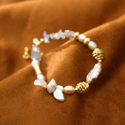 Simple Style Classic Style Geometric Moonstone Freshwater Pearl Copper Bracelets In Bulk