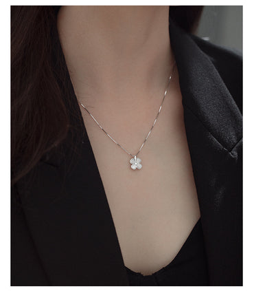 Elegant Simple Style Four Leaf Clover Sterling Silver Plating Inlay Opal Zircon Pendant Necklace