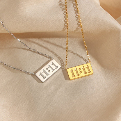 Fashion Simple 18k Gold-plated Letters Box Numbers Stainless Steel Necklace