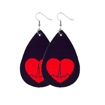 1 Pair Lady Streetwear Letter Heart Shape Pu Leather Drop Earrings