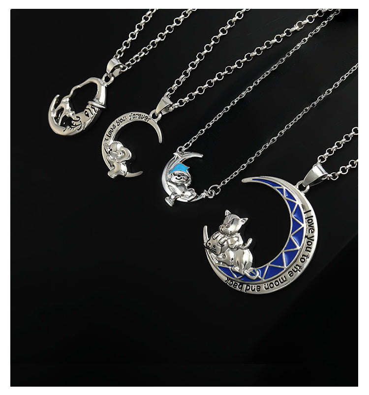 New Moon Cat On The Moon Clavicle Chain Alloy Necklace Wholesale