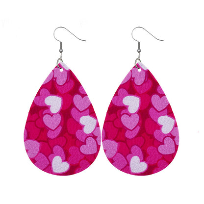 1 Pair Modern Style Classic Style Heart Shape Pu Leather Drop Earrings