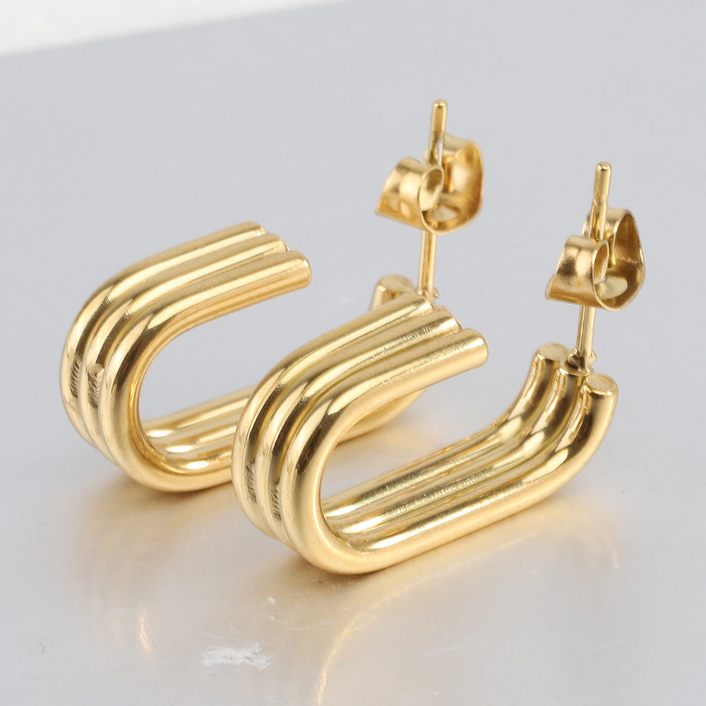 1 Pair Simple Style Solid Color Plating Stainless Steel Gold Plated Ear Studs