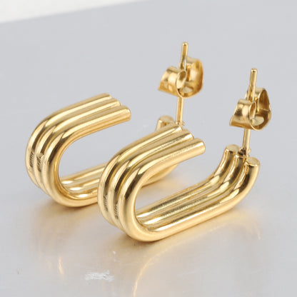 1 Pair Simple Style Solid Color Plating Stainless Steel Gold Plated Ear Studs