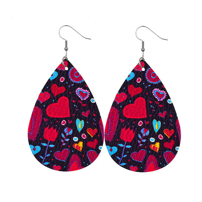 1 Pair Elegant Classic Style Water Droplets Heart Shape Pu Leather Drop Earrings