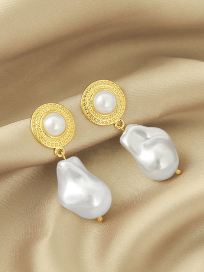 1 Pair Elegant Streetwear Geometric Plating Imitation Pearl Drop Earrings