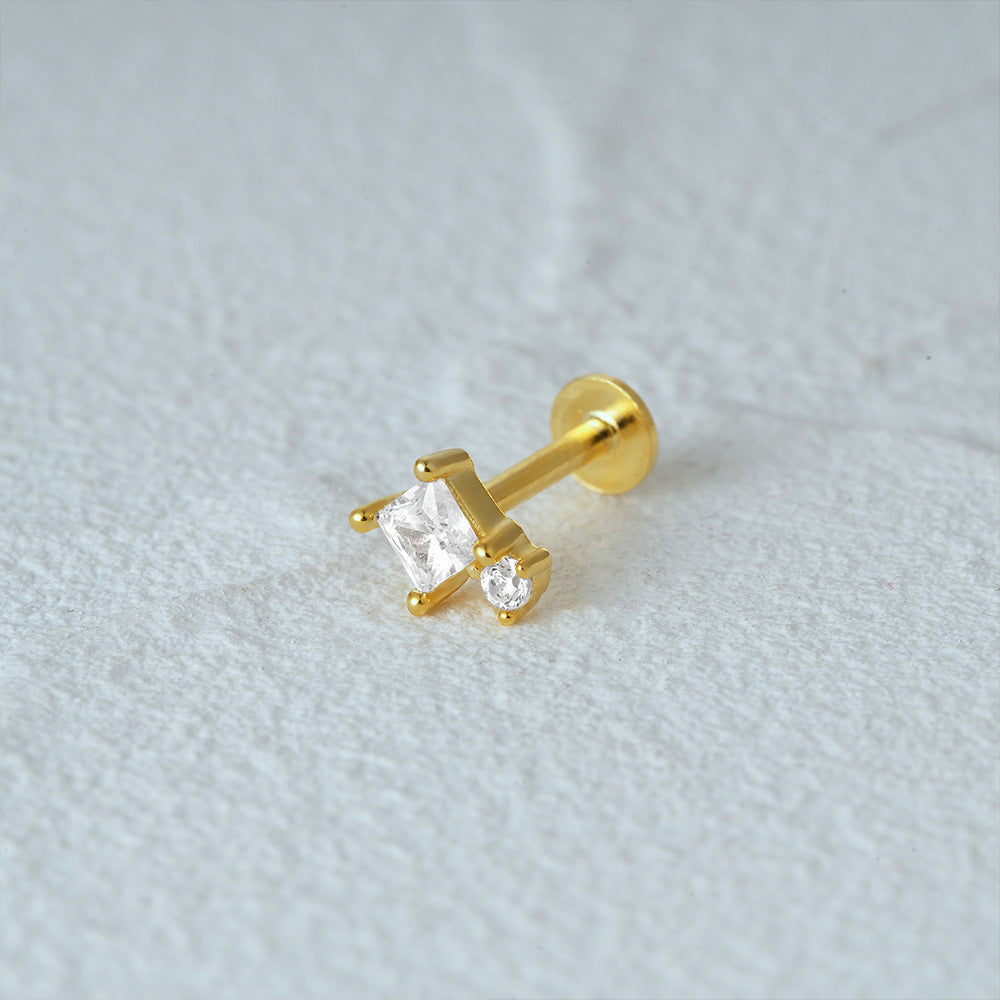 1 Piece Simple Style Geometric Plating Sterling Silver Zircon Ear Studs