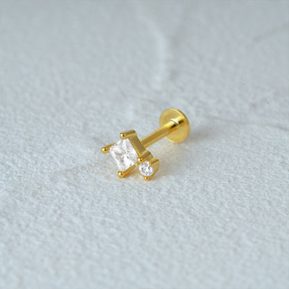 1 Piece Simple Style Geometric Plating Sterling Silver Zircon Ear Studs