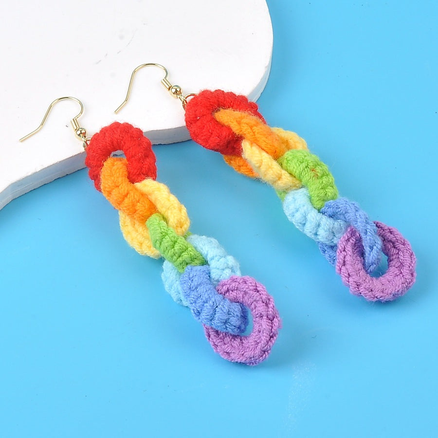 1 Pair Cute Colorful Cloth Drop Earrings