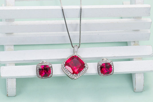 Ig Style Square Copper Plating Inlay Zircon Rings Earrings Necklace