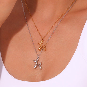 Fashion Dog Chinese Zodiac Animal Stainless Steel 18K Gold Plated Necklaces